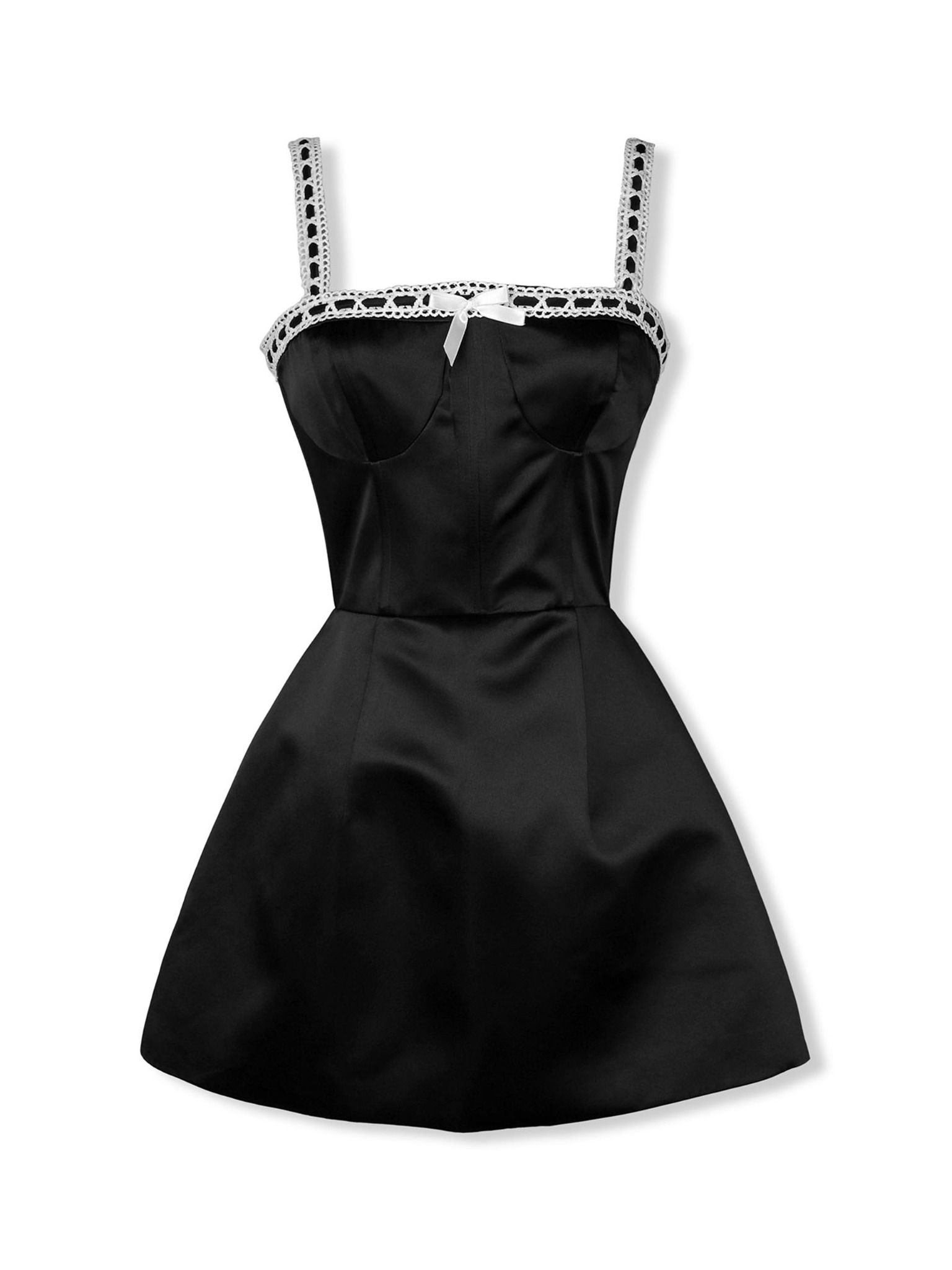 Đầm Ngắn Lace Strap Black White Pink