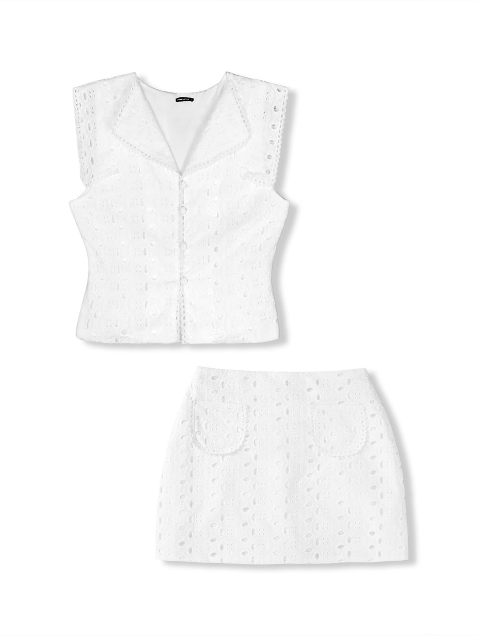 Set Áo Sleeveless Crop Skirt White