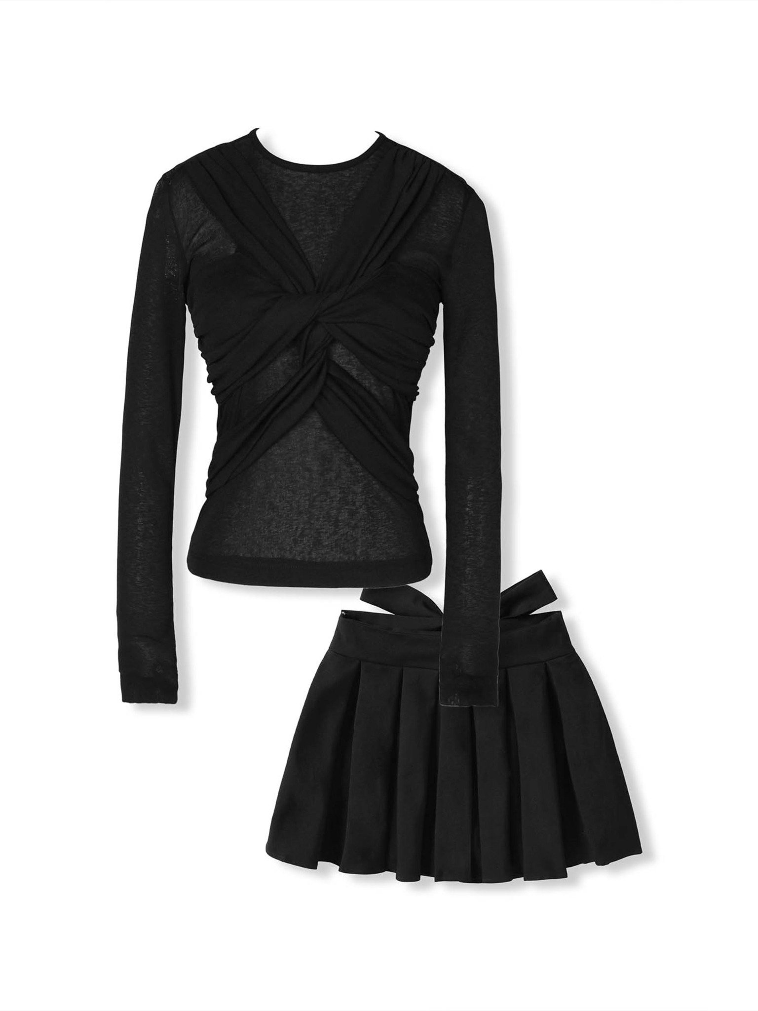 Set Áo Long Sleeves Short Pleat Skirt