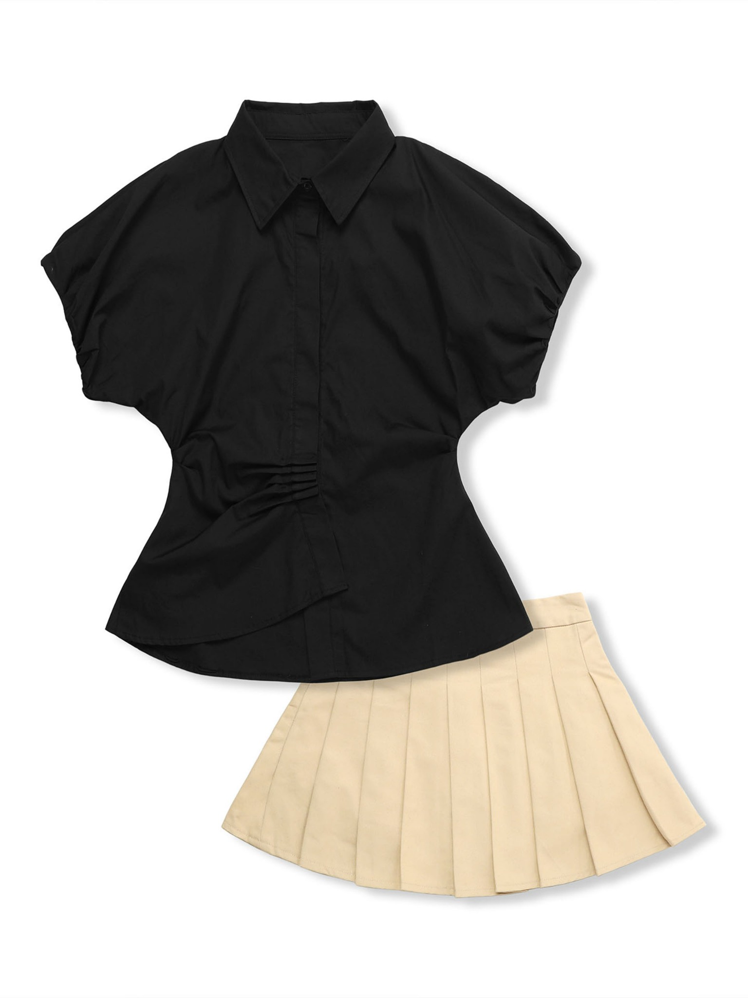 Set Stylish Shirt Pleat Skirt