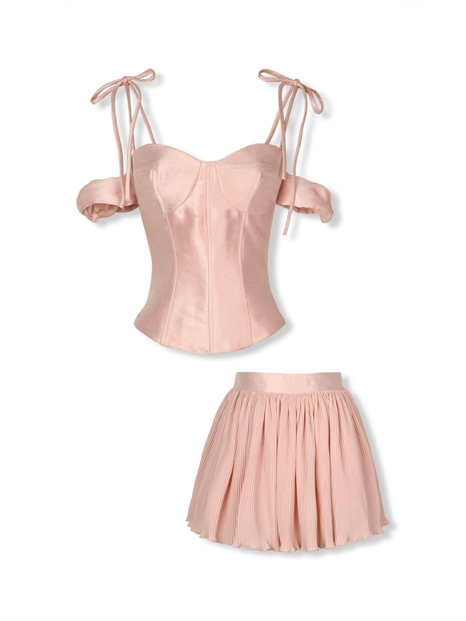 Set Áo Strap Crop Top With Short Skirt