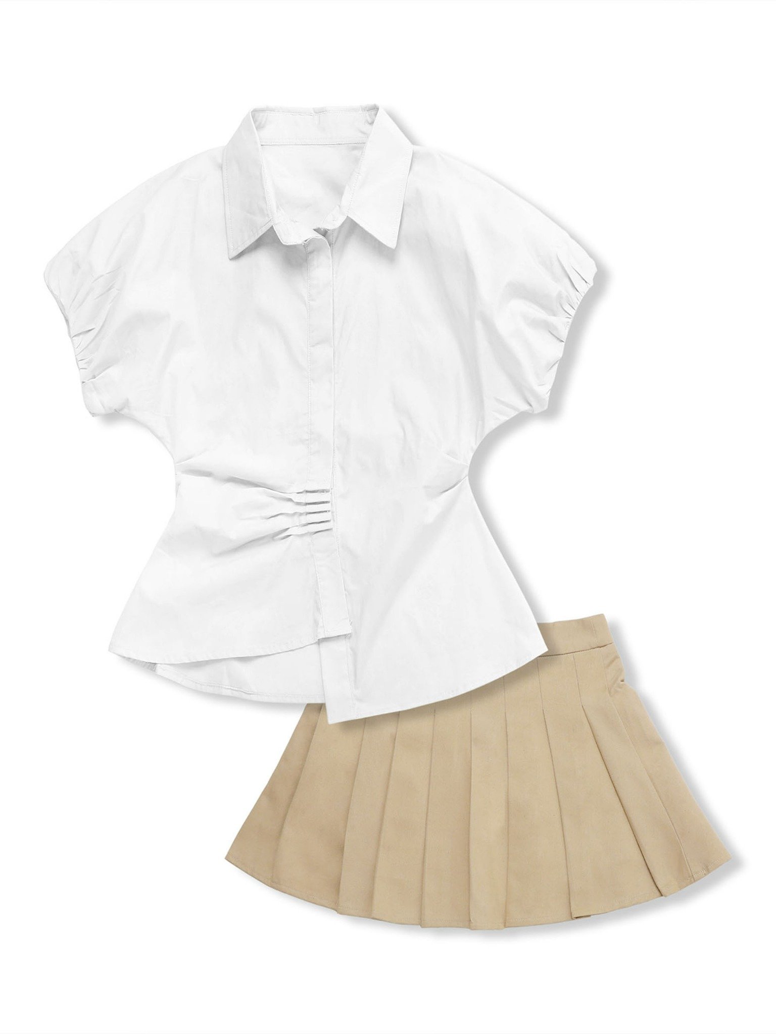 Set Stylish Shirt Pleat Skirt