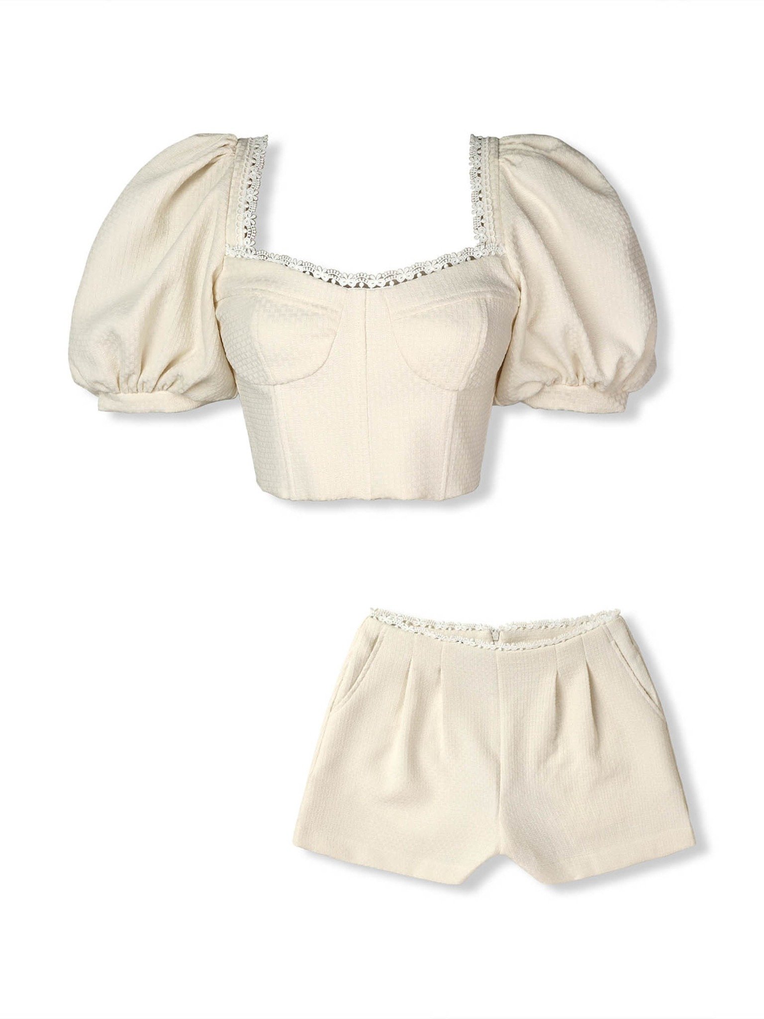 ACEWIN Strappy Button Front Crop Top with Shorts Set (Size S-L) 800110