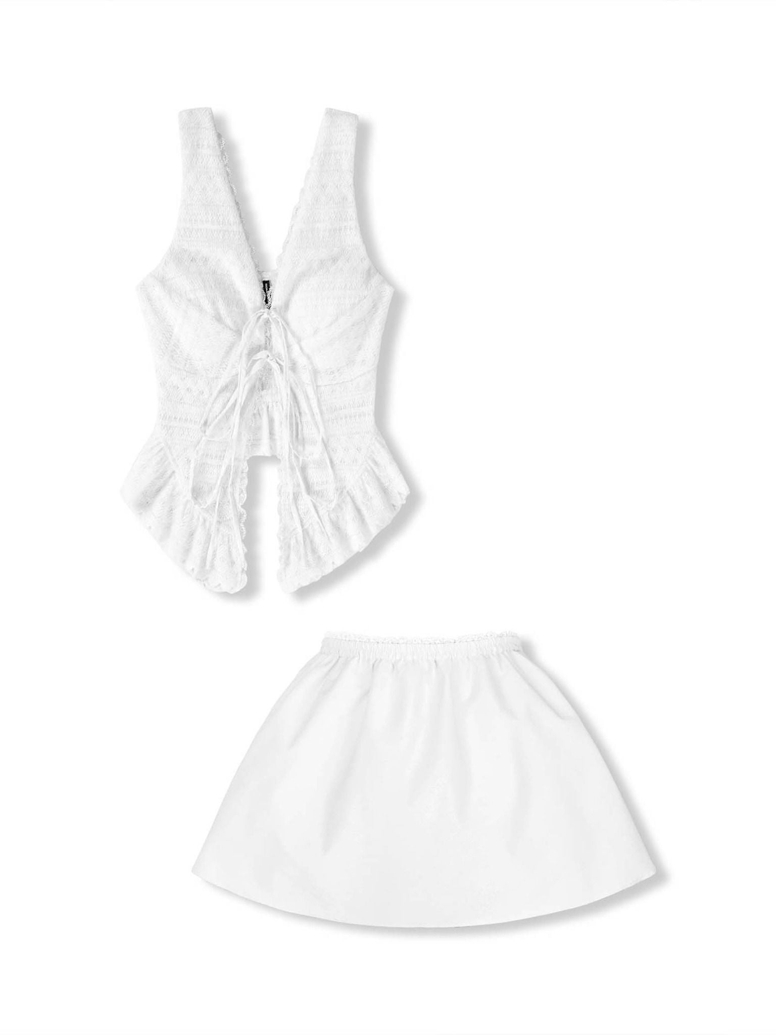 Set Summer Flowers Corset Short Skirt