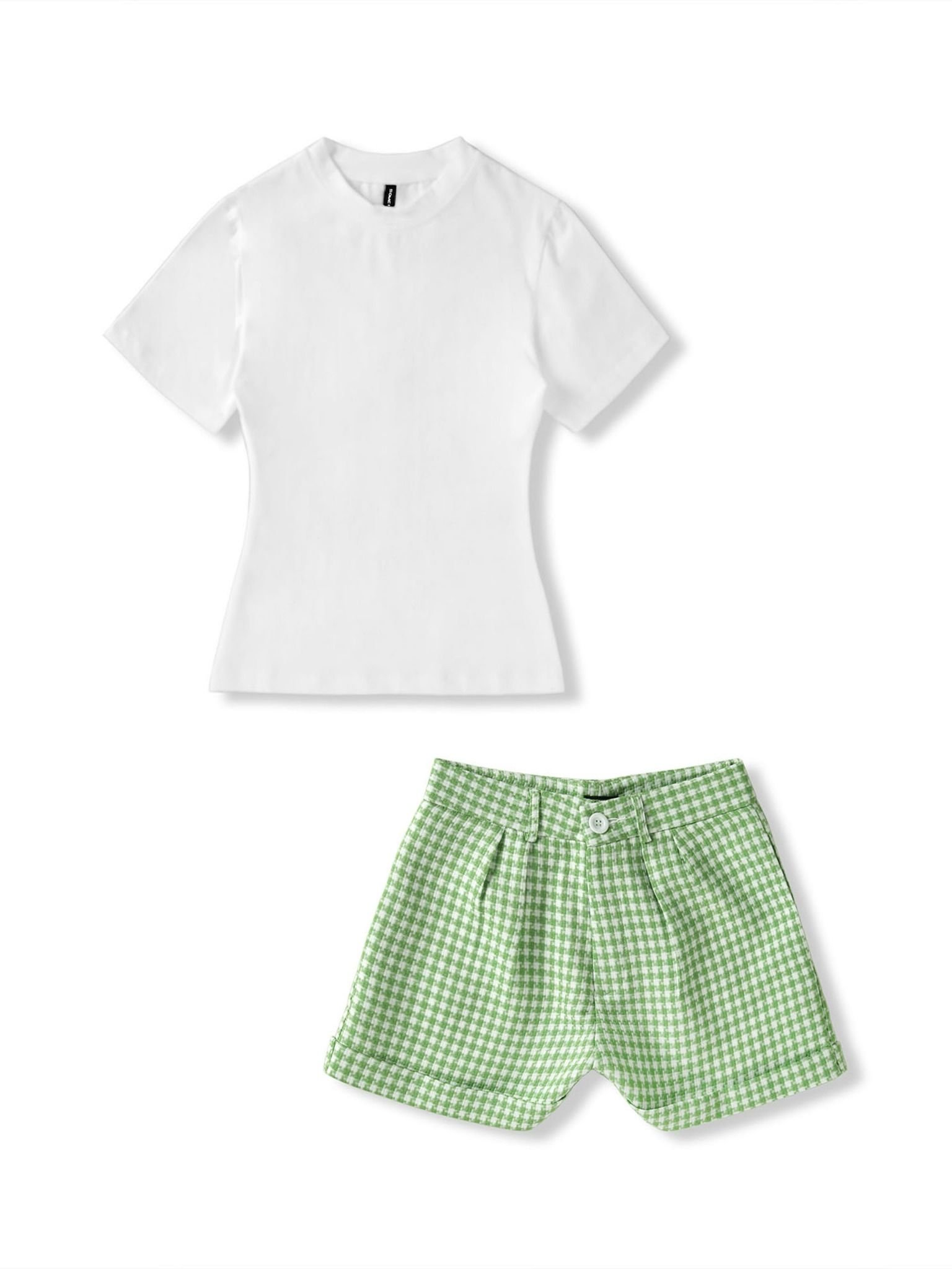 Set Basic T-shirt Checked Short