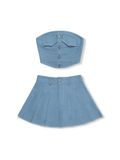 Set Tube Top Pleat Skirt Denim