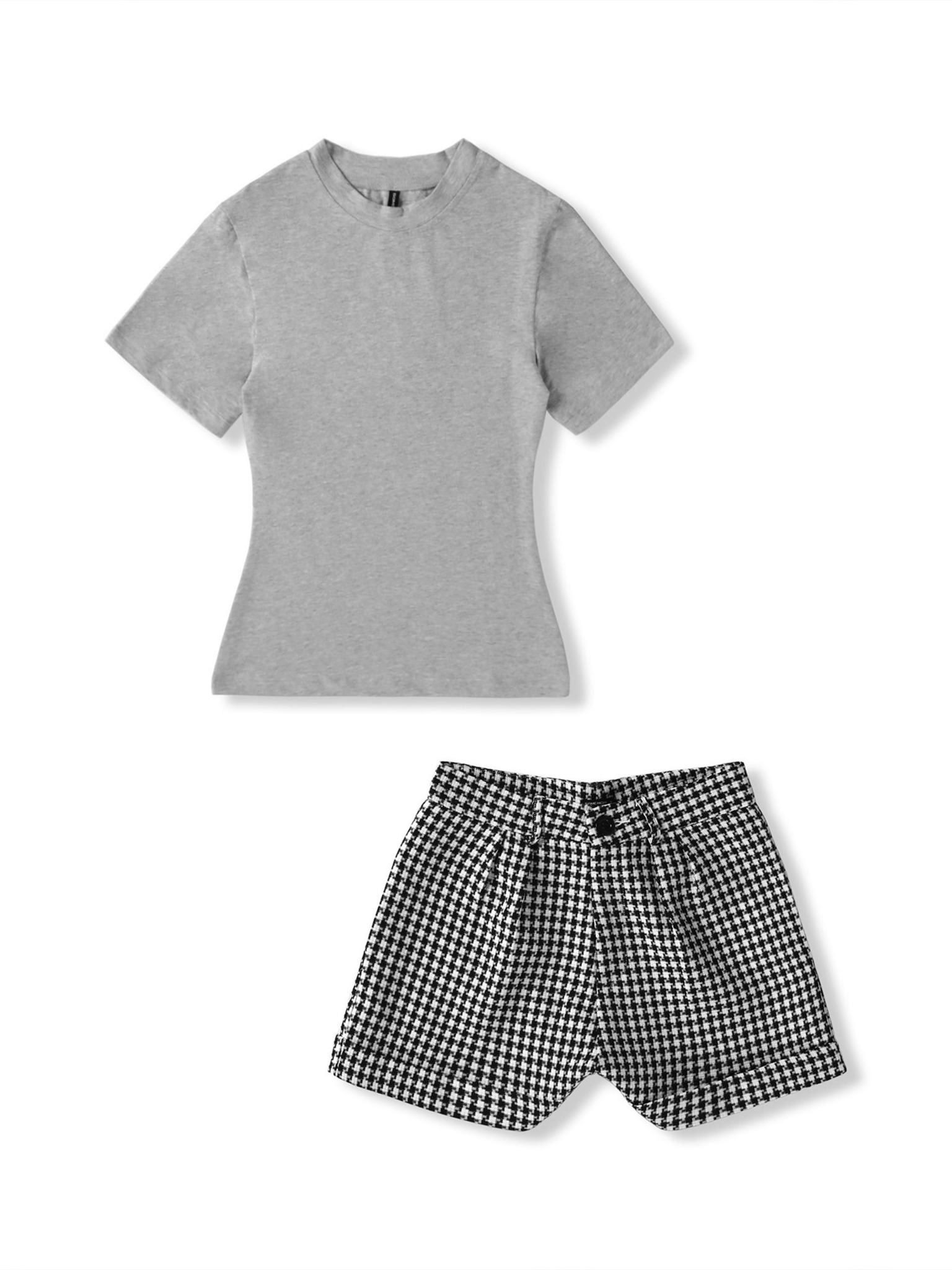 Set Basic T-shirt Checked Short