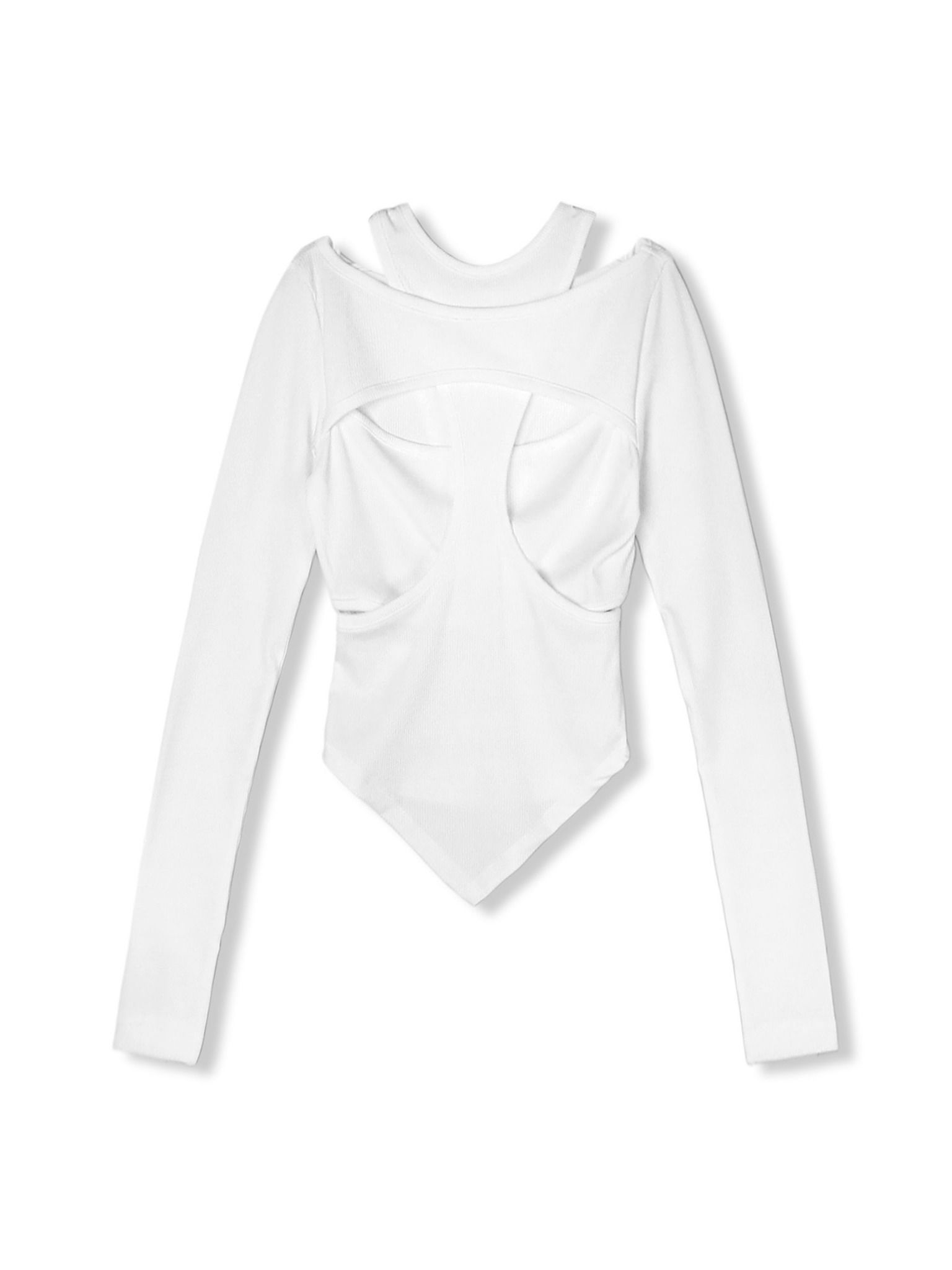 Áo Long Sleeves Cutout Black White