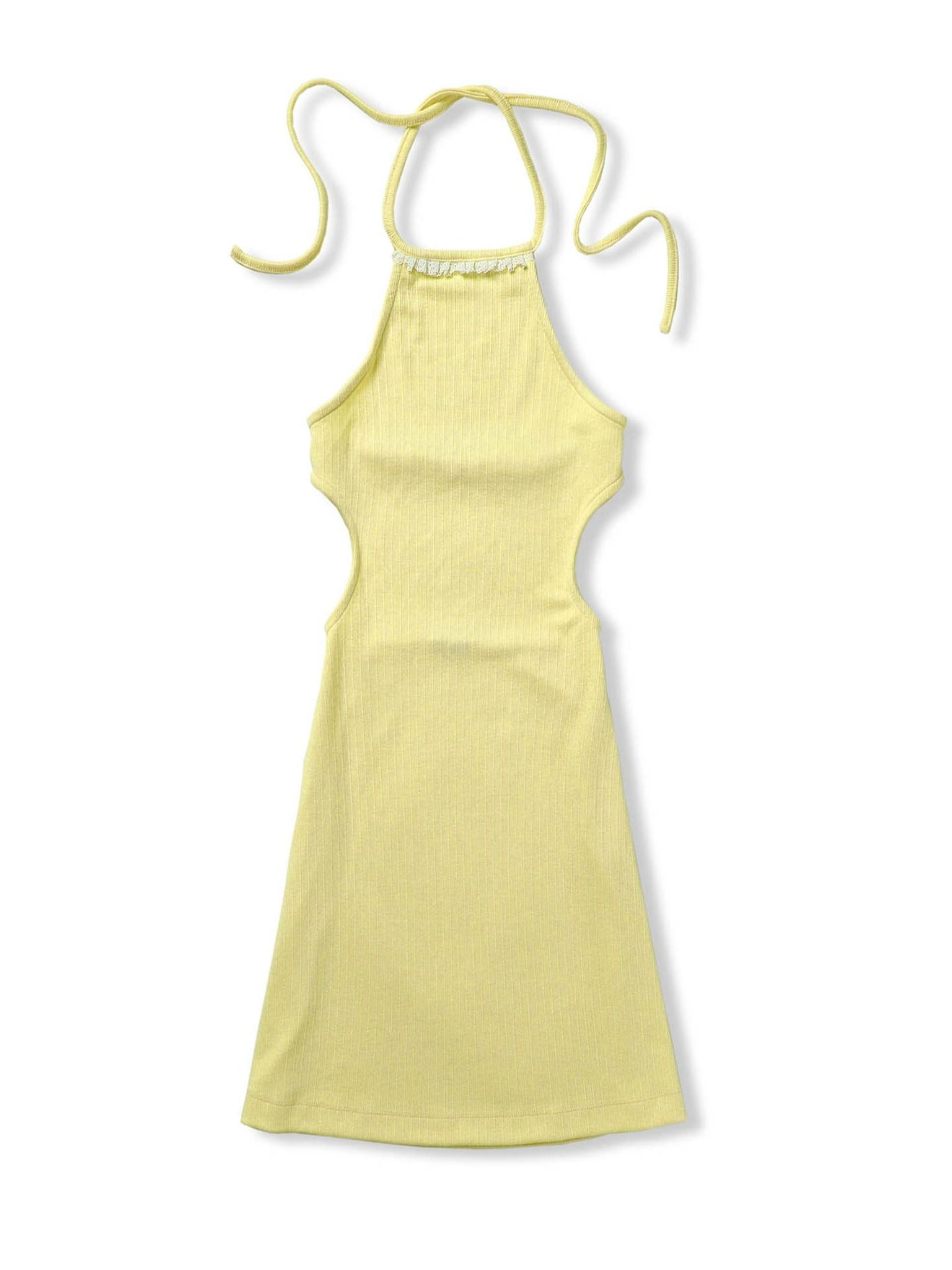 Đầm Ngắn Halter Ruffle Lace