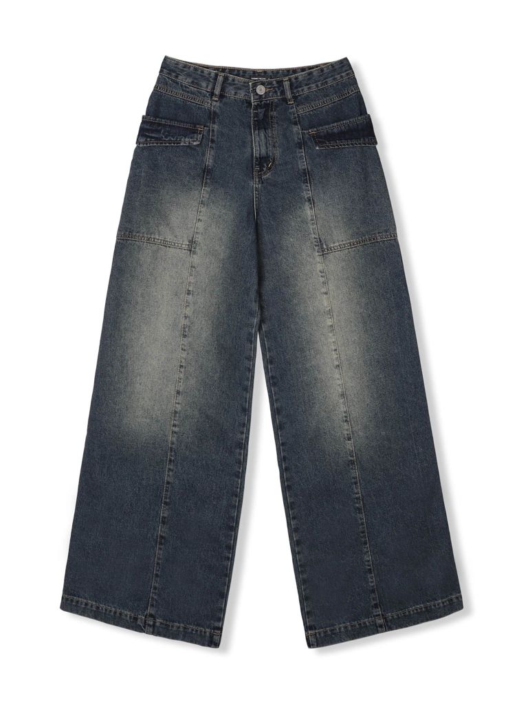  Quần Jean Loose Legs Snap Pockets 