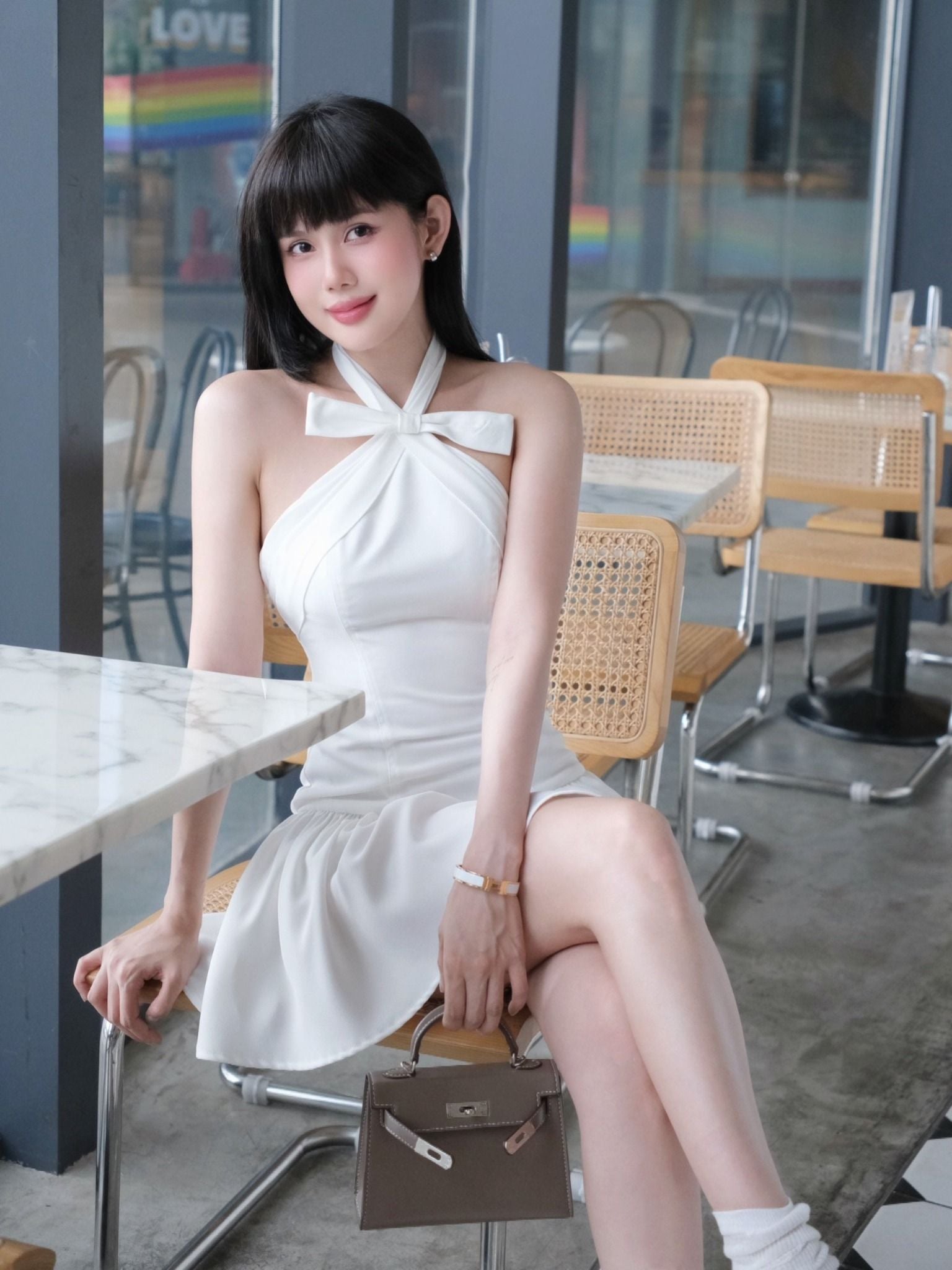 Đầm Ngắn Halter x Bowtie