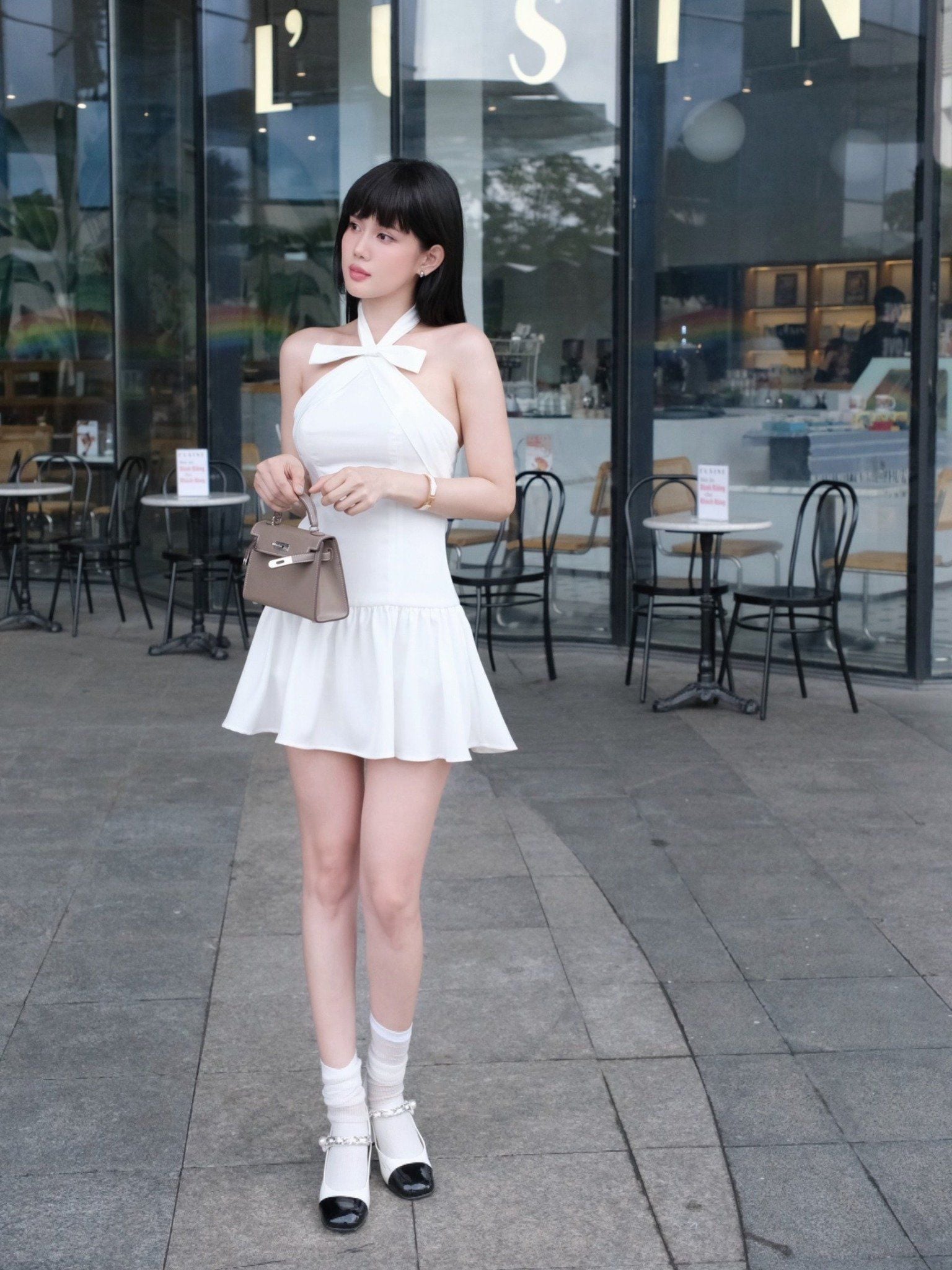 Đầm Ngắn Halter x Bowtie