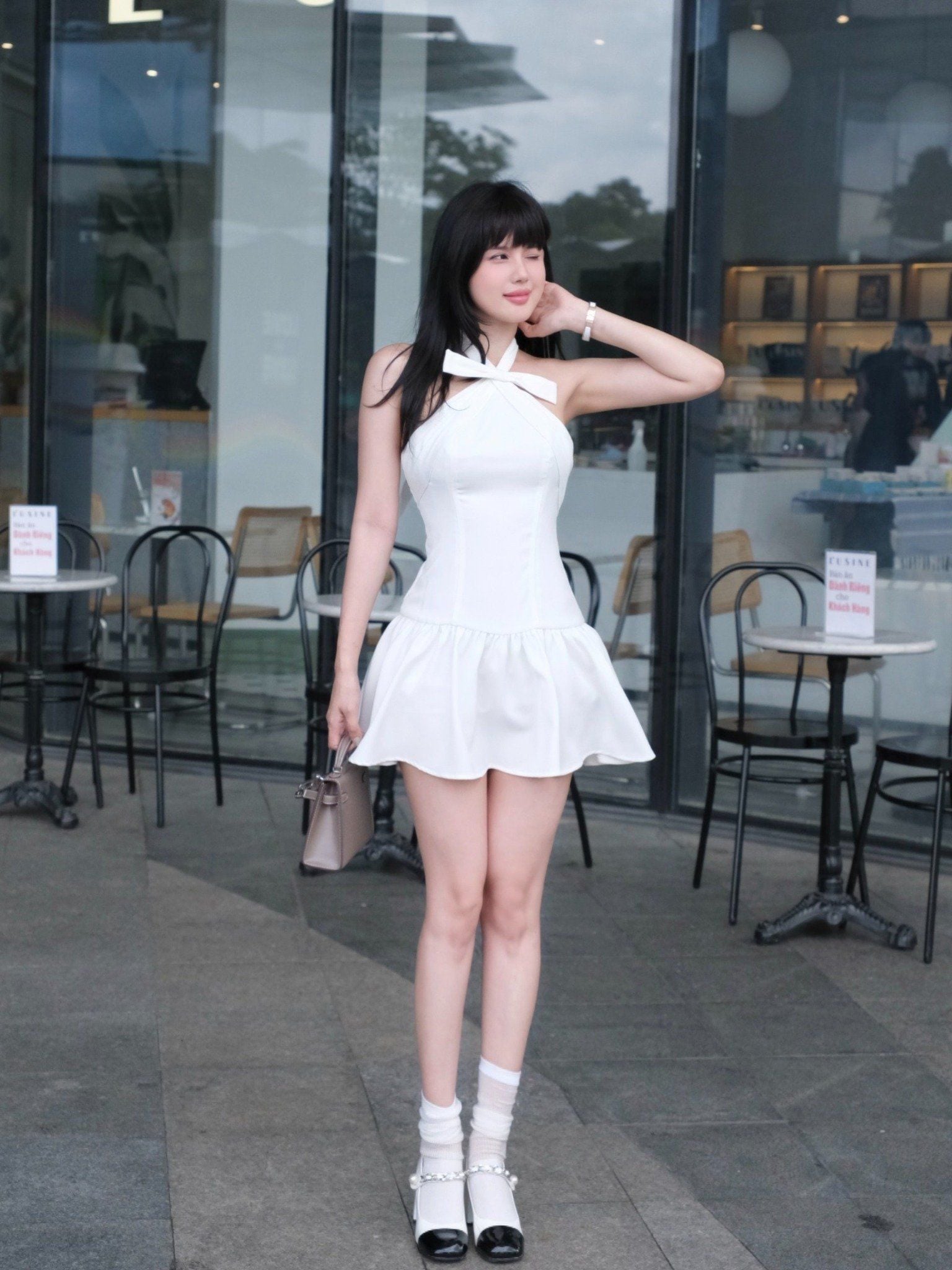 Đầm Ngắn Halter x Bowtie