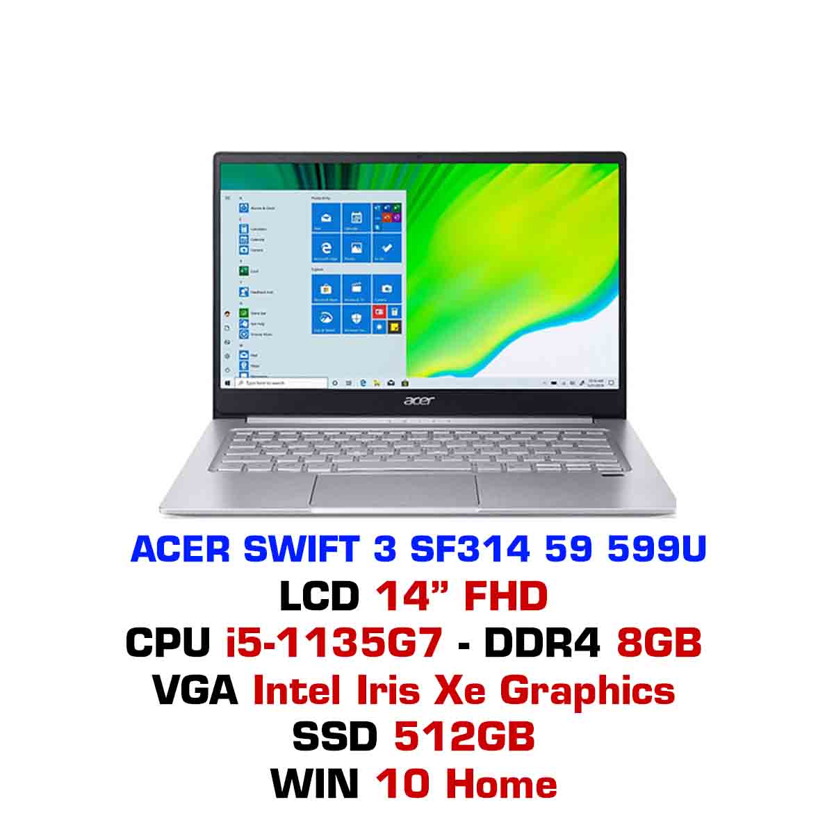 LAPTOP ACER SWIFT 3 SF314 59 599U chính hãng, giá rẻ – GEARVN.COM