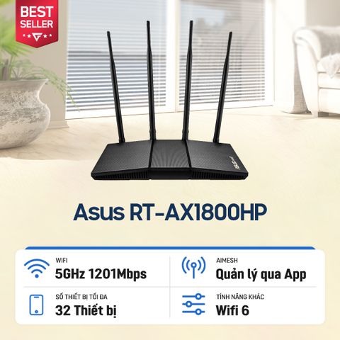Bộ định tuyến WiFi 6 Asus RT-AX1800HP chuẩn AX1800 (Xuyên tường)