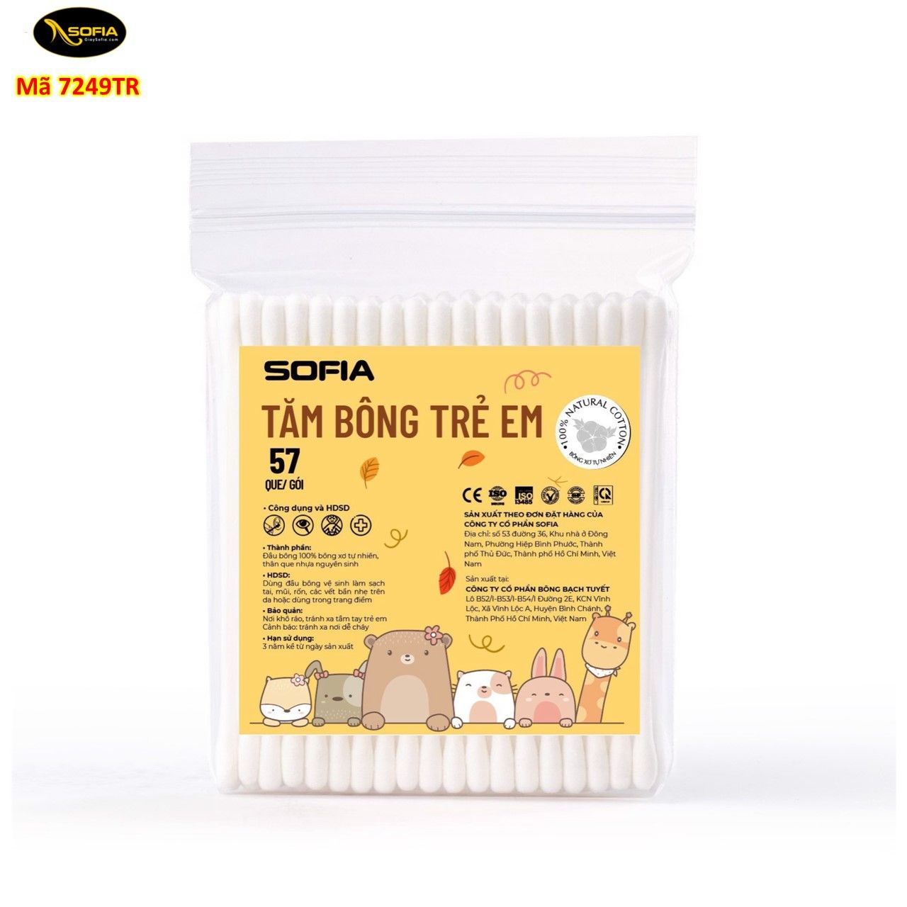  Set 10 Gói Tăm Bông Trẻ Em 7249 