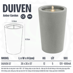 Đài phun composite - thác nước phong thủy luân DUIVEN (Màu đá Naturelite)