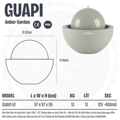 Đài phun composite - thác nước phong thủy luân GUAPI (Màu đá Naturelite)