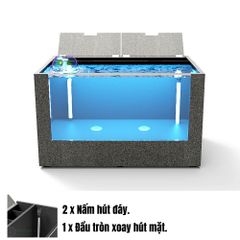 Hồ cá công nghệ composite Anber Fish 1 - Full ống Sanking - Kính siêu trong 12mm - Full vật liệu lọc