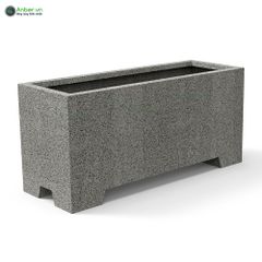 Chậu composite chữ nhật Anber AURA (Màu giả đá Smartline) + Chân đế cao (H5cm)