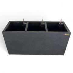 Chậu composite Anber AURA (Màu giả đá Basalt) + Tự tưới AWS + Bánh xe ẩn