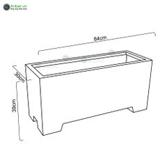 Chậu composite chữ nhật Anber AURA (Màu đá Basalt) + Chân đế cao (H5cm)