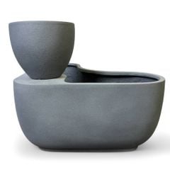 Bộ chậu cong composite Anber BORA - Ban công (Màu giả xi măng LEAD)