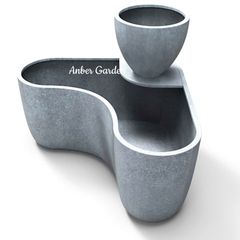 Bộ chậu cong composite Anber BORA - Ban công (Màu giả xi măng LEAD)