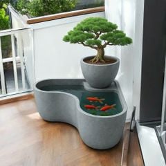Bộ chậu cong composite Anber BORA - Ban công (Màu giả xi măng LEAD)