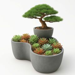 Bộ chậu cong composite Anber BORA - Ban công (Màu giả xi măng LEAD)