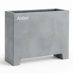 [CHÂN ĐẾ CAO H5cm] Chậu composite sợi chữ nhật Anber PAN (Màu giả xi măng LEAD)