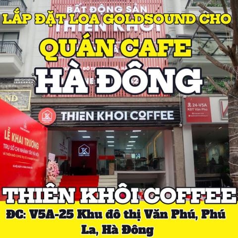 Loa Goldsound cho Thiên Khôi Coffee, Hà Đông, amply 2 kênh 900w, bluetooth 5.0, loa âm trần VAT38 - 38w, loa được thiết kế riêng cho quán, bật lớn không tạp âm, miễn phí công lắp đặt, bảo hành dài hạn 5 năm