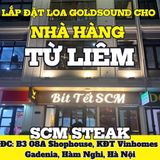 Loa Goldsound cho SCM Steak Restaurant, Hà Nội, amply 2 kênh 380w, bluetooth 5.0, loa V40C - 40w, loa được thiết kế riêng cho quán, bật lớn không tạp âm, miễn phí công lắp đặt, bảo hành dài hạn 5 năm