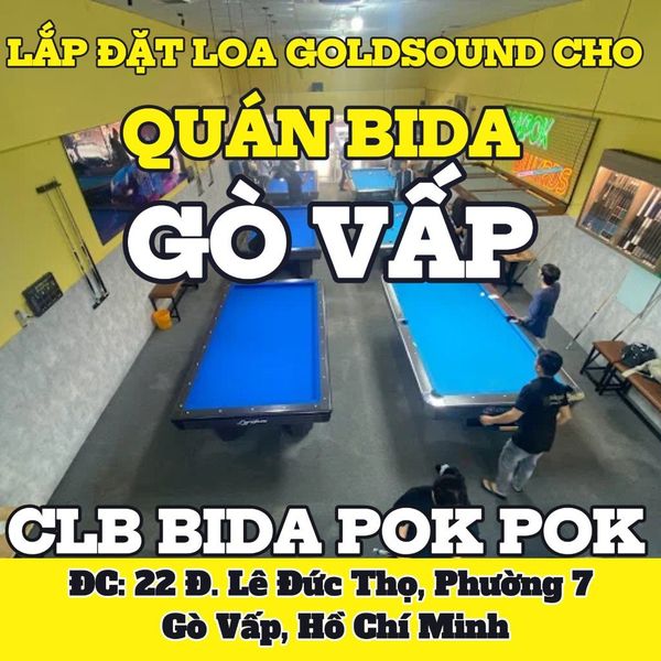 Loa Goldsound cho CLB Bida Pok Pok, TP HCM, amply 2 kênh, bluetooth 5.0, loa V130-130w, loa được thiết kế riêng cho quán, bật lớn không tạp âm, miễn phí công lắp đặt, bảo hành dài hạn 5 năm