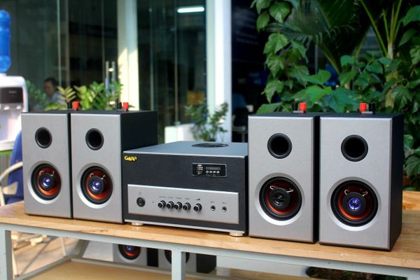 [100 - 160 M2] Dàn loa treo tường Gold4cafe: 01 âm ly A400 + 06 loa treo tường V26