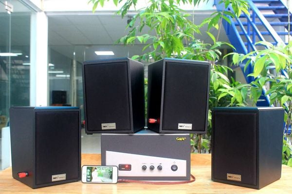 Loa nhà hàng: Gold4cafe V41 từ ( 30 - 60 m2) cho quán cà phê (Cafe), nhà hàng, spa, quán ăn, trà sữa...( 01 âm ly A150 và 04 loa vt V41)