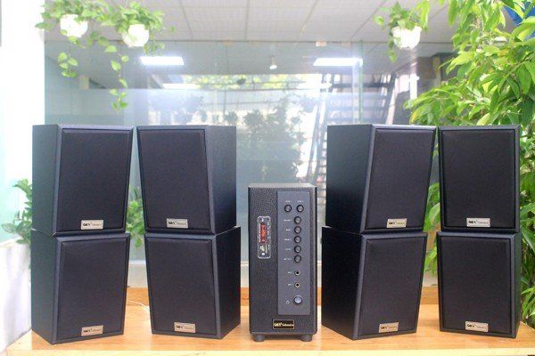 [Diện tích 160m2 + 02 Kênh] Amply AMT384_DA Goldsound 2 vùng âm lượng 380w + 8 loa Goldsound V25C_DA 25w, loa được thiết kế riêng cho quán, bật lớn không tạp âm, miễn phí công lắp đặt, bảo hành dài hạn 5 năm.