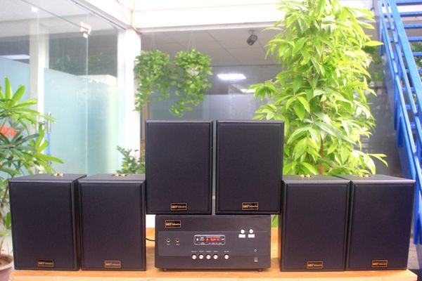 Dàn loa treo tường thông báo, phát nhạc nền tự động: Amply A904 + 6 V55C