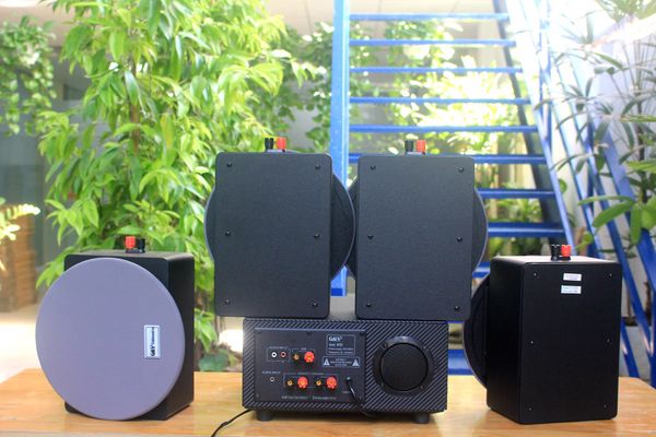 Combo 4 Loa âm trần thùng gỗ VAT16 + âm ly A501 + 01 TRẦM