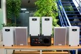 Loa treo tường, phát nhạc nền thông báo: Amply A501 Goldsound 500w +6 loa Goldsound V58C 58w + 01 trầm, loa được thiết kế riêng cho quán, bật lớn không tạp âm, miễn phí công lắp đặt, bảo hành dài hạn 5 năm.