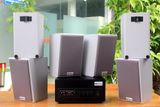 Loa treo tường, phát nhạc nền thông báo: Amply A501 Goldsound 500w +6 loa Goldsound V58C 58w + 01 trầm, loa được thiết kế riêng cho quán, bật lớn không tạp âm, miễn phí công lắp đặt, bảo hành dài hạn 5 năm.