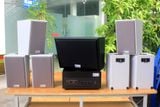 Loa treo tường, phát nhạc nền thông báo: Amply A501 Goldsound 500w +6 loa Goldsound V58C 58w + 01 trầm, loa được thiết kế riêng cho quán, bật lớn không tạp âm, miễn phí công lắp đặt, bảo hành dài hạn 5 năm.
