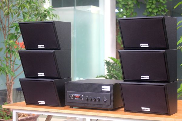 [Diện tích 120m2 + 02 Kênh] A501_SG Goldsound 500w + 6 loa Goldsound ngoài trời V50NT_SG 50w, loa được thiết kế riêng cho quán, bật lớn không tạp âm, miễn phí công lắp đặt, bảo hành 12 tháng