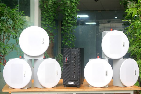 [Diện tích 120m2 + 2 Kênh] A384 Goldsound 2 vùng âm lượng 380w + 6 loa âm trần Goldsound VAT38 38w, loa được thiết kế riêng cho quán, bật lớn không tạp âm, miễn phí công lắp đặt, bảo hành dài hạn 5 năm.