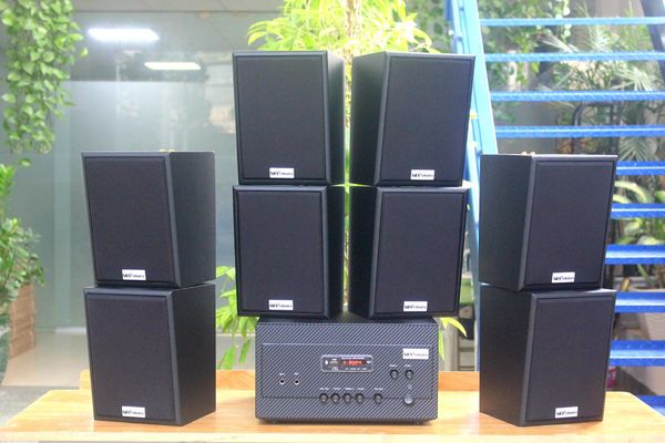 [Diện tích 160m2 + 02 Kênh] A907_TH Goldsound 2 vùng âm lượng 900w + 8 loa Goldsound V25C_TH 25W, loa được thiết kế riêng cho quán, bật lớn không tạp âm, miễn phí công lắp đặt, bảo hành dài hạn 5 năm.