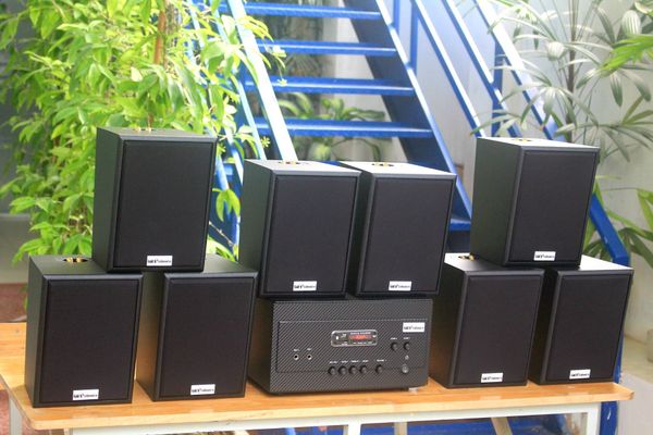 [Diện tích 160m2 + 02 Kênh] A907_TH Goldsound 2 vùng âm lượng 900w + 8 loa Goldsound V25C_TH 25W, loa được thiết kế riêng cho quán, bật lớn không tạp âm, miễn phí công lắp đặt, bảo hành dài hạn 5 năm.