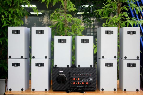 Loa treo tường, phát nhạc nền thông báo: Amply A1800 Goldsound 6 vùng âm lượng 1800w + 10 loa Goldsound V58C 58w, Amply 4 - 6 vùng âm lượng, loa được thiết kế riêng cho quán, bật lớn không tạp âm, miễn phí công lắp đặt, bảo hành dài hạn 5 năm.