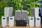 Loa treo tường, phát nhạc nền thông báo: Amply A917 Goldsound 2 vùng âm lượng 1200w + 8 loa Goldsound V58C 58w, loa được thiết kế riêng cho quán, bật lớn không tạp âm, miễn phí công lắp đặt, bảo hành dài hạn 5 năm.