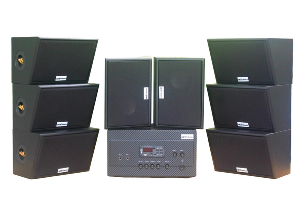 [Diện tích 160m2 + 02 Kênh] A917_TH Goldsound 2 vùng âm lượng 1200w + 8 loa Goldsound ngoài trời V50NT_TH 50w, loa được thiết kế riêng cho quán, bật lớn không tạp âm, miễn phí công lắp đặt, bảo hành 12 tháng