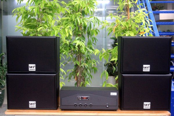 [Diện tích 120m2 + 02 Kênh] A918_SG Goldsound 2 vùng âm lượng 1200w + 4 loa Goldsound V130_SG 130w,  loa được thiết kế riêng cho quán, bật lớn không tạp âm, miễn phí công lắp đặt, bảo hành dài hạn 5 năm.
